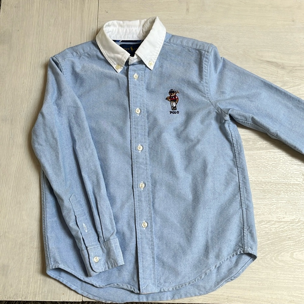 Polo Ralph Lauren boys collared button down shirt with a bear logo